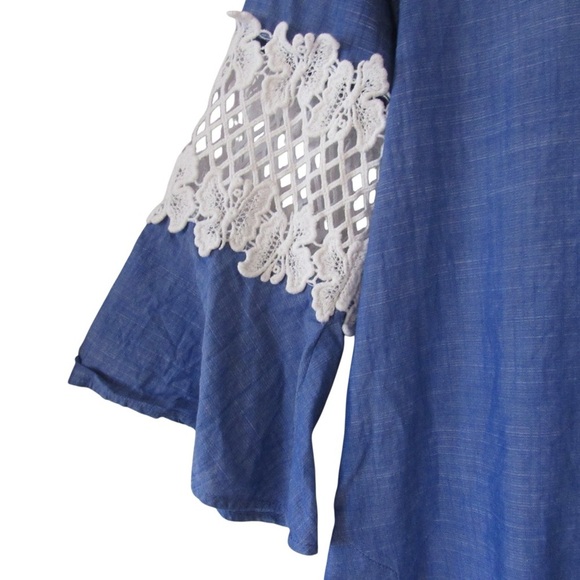 Lilly Pulitzer Amelia Island Flounce Sleeve Tunic Top XS Blue Preppy Nautical - Picture 7 of 10